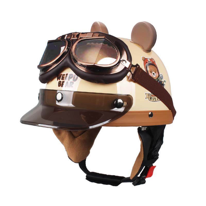 国标3C认证电动摩托车头盔男女士四季通用复古半盔夏季防晒安全帽