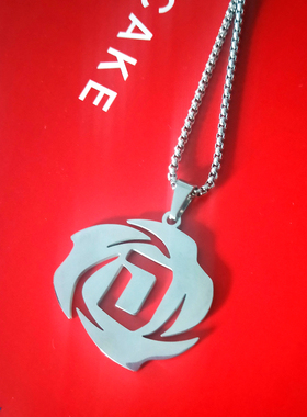 潮公牛队德里克罗斯项链纪念篮球运动风城玫瑰罗斯Logo吊坠钛钢