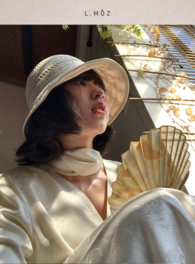 L.MOZ2025春夏季新款镂空渔夫帽子女海边防晒透气显脸小盆帽