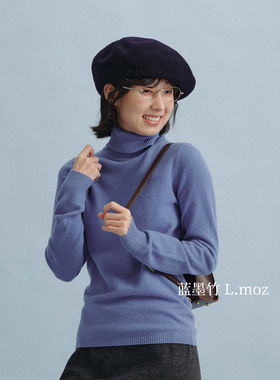 蓝墨竹L.MOZ秋冬复古羊毛贝雷帽女法式文艺百搭针织画家帽显脸小