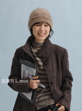 蓝墨竹 L.MOZ老钱风复古冷帽女2026新款秋冬百搭显脸小柔软堆堆帽