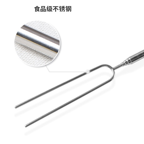 烧烤叉伸缩烧烤签子不锈钢木柄U304烤针烤串鸡翅烤肉叉子烧烤工具 - 图3