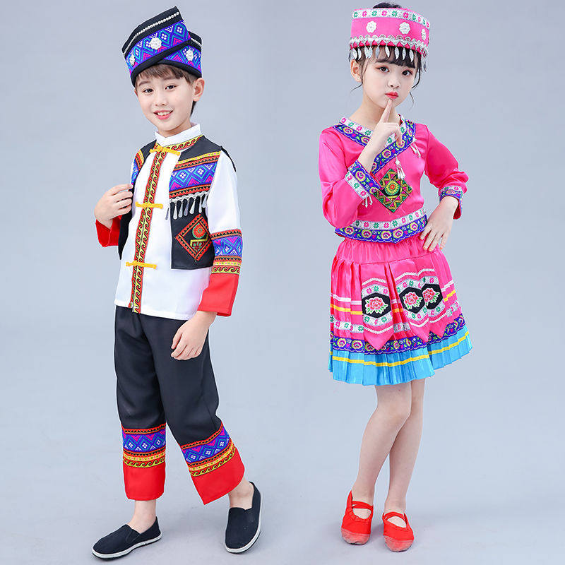 儿童壮族广西女童苗族葫芦丝演出服 卓优卡民族服装/舞台装