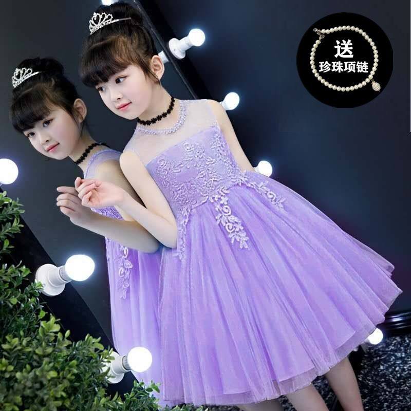 女童连衣裙春夏新款蓝色婚纱公主裙 卓优卡婚纱