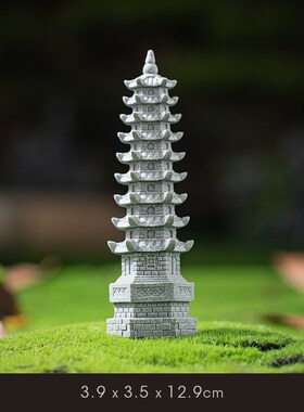 中式仿真石塔建筑鱼缸造景盆栽文昌塔桌面装饰创意八角佛塔小摆件