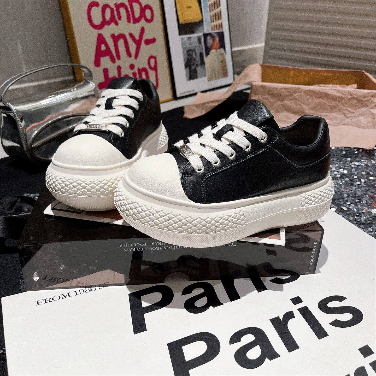 真皮版~米奇大头贝壳头休闲鞋板鞋小白鞋珠光面包鞋厚底松糕女鞋,淘宝优惠券,粉丝福利购,淘宝优惠卷