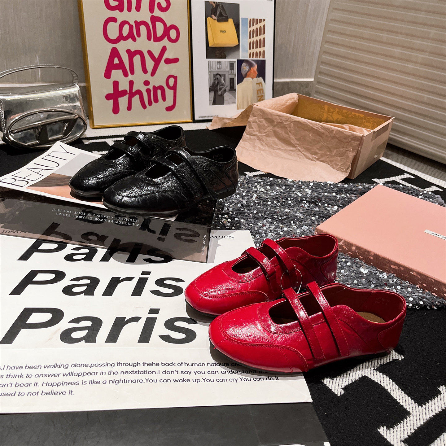 羊皮版~漆皮芭蕾风真皮一字玛丽珍小红鞋平底浅口单鞋乐福鞋女鞋,淘宝优惠券,粉丝福利购,淘宝优惠卷