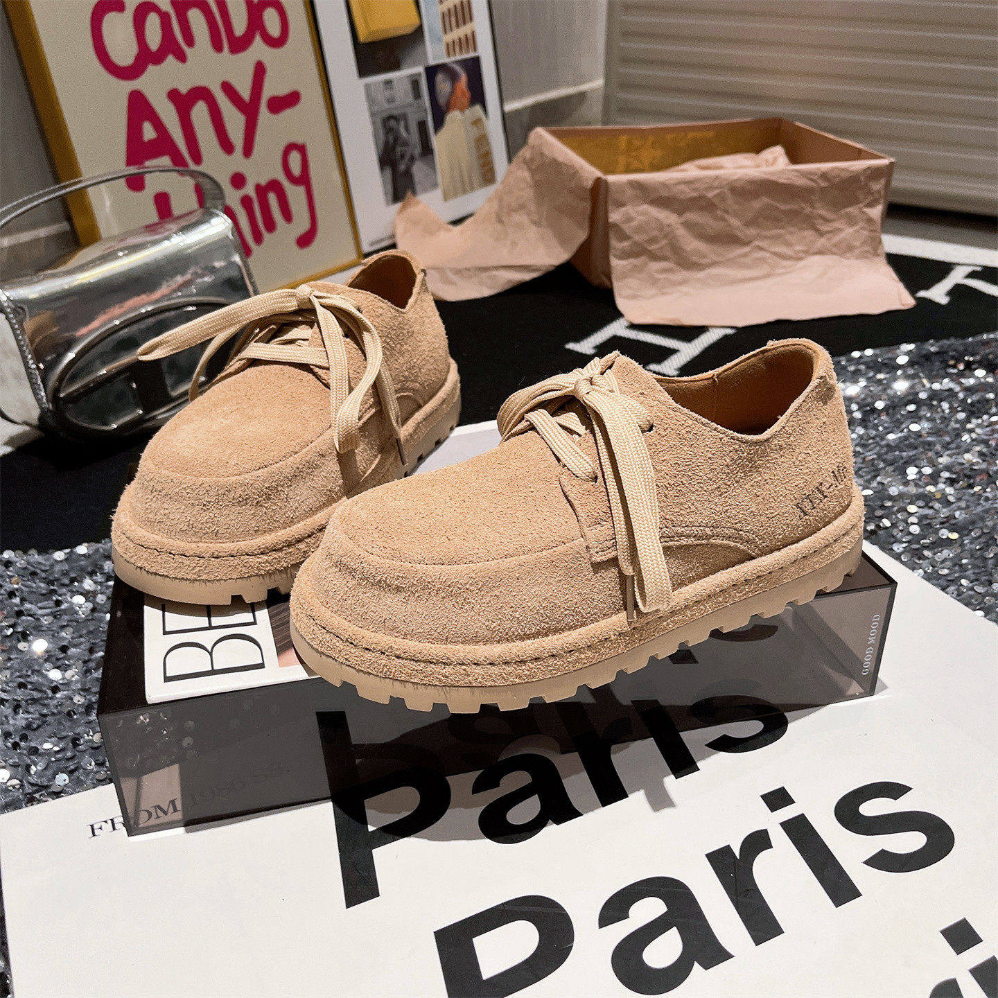 真皮版~顺利美大头系带糖果色系带休闲鞋复古板鞋勃肯鞋平底女鞋,淘宝优惠券,粉丝福利购,淘宝优惠卷