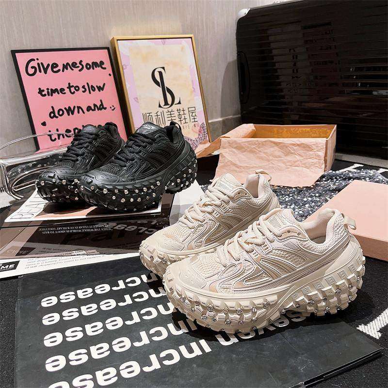 欧货铆钉厚底松糕榴莲轮胎底老爹鞋情侣男款休闲运动鞋小个子女鞋,淘宝优惠券,粉丝福利购,淘宝优惠卷