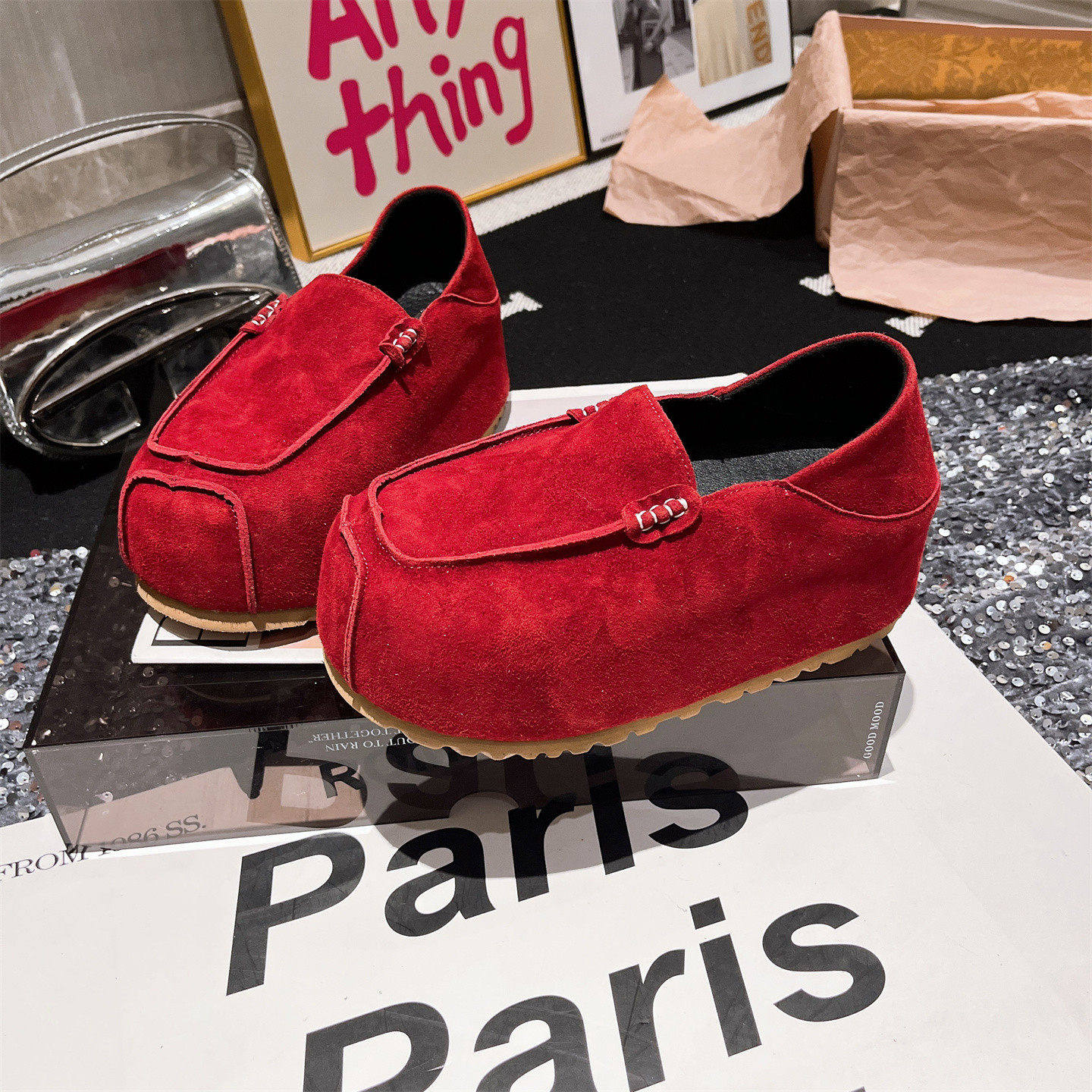 真皮版~糖果色大头两穿厚底松糕内增高勃肯鞋一脚蹬乐福鞋6cm女鞋,淘宝优惠券,粉丝福利购,淘宝优惠卷