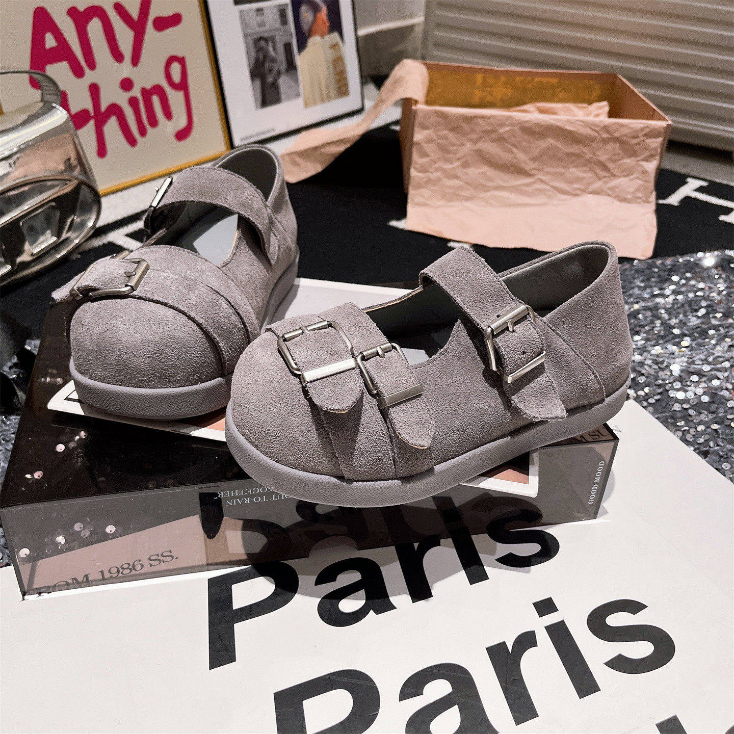 真皮版~大头卡皮巴拉金属扣一字玛丽珍浅口面包勃肯鞋内增高女鞋,淘宝优惠券,粉丝福利购,淘宝优惠卷