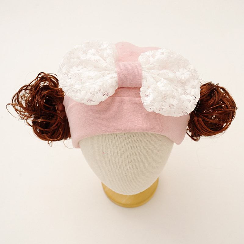 秋冬婴儿帽子女宝宝蝴蝶结假发丸子头护囟门胎帽婴幼儿公主套头帽,淘宝优惠券,粉丝福利购,淘宝优惠卷
