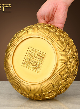 实心铜聚宝盆铜摆件客厅