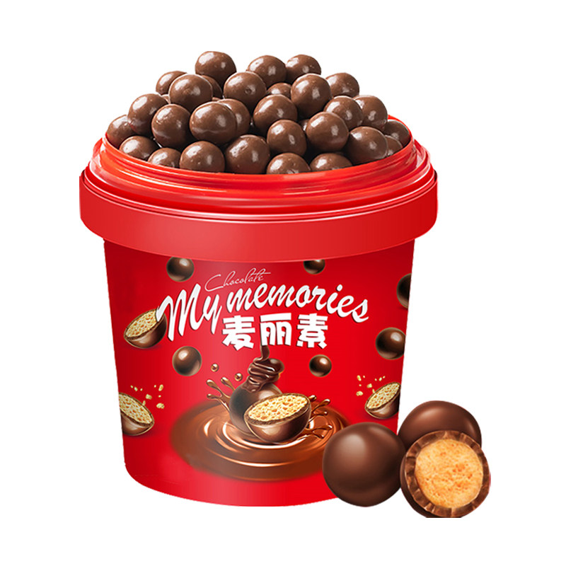 网红桶装黑夹心520g麦芽儿童麦丽素 百家好食品黑巧克力