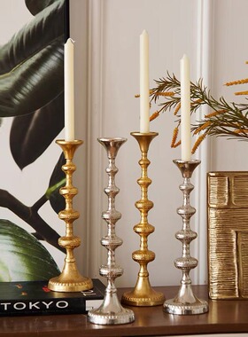 北欧简约轻奢艺术高脚烛台摆件样板间售楼处餐厅客厅茶几桌面摆设