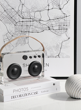 简约现代轻奢透明水晶客厅收音机