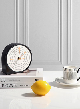 北欧简约现代轻奢陶瓷座台钟表摆件样板间书房卧室客厅桌面装饰品