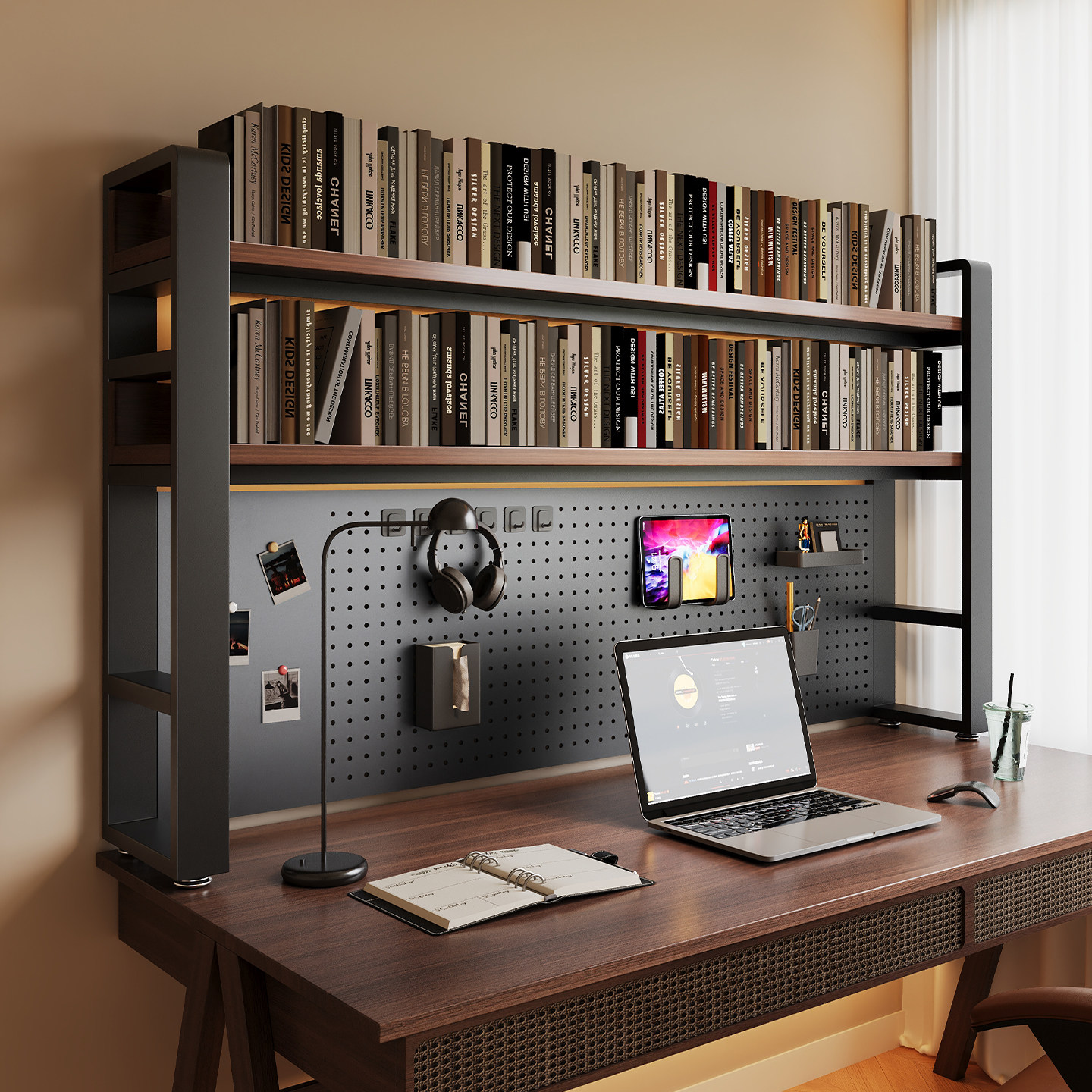 书架桌面洞洞板学习书桌置物架桌上电竞风多层收纳架电脑桌整理架,淘宝优惠券,粉丝福利购,淘宝优惠卷