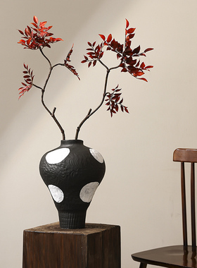 秋意仿真绿植红色香桃叶造型枝格调假花插花配材家居装饰侘寂禅意