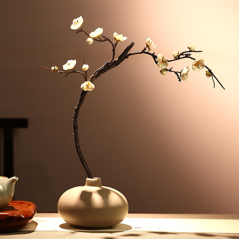 仿真梅花枝桃花干花腊梅花塑料假花束客厅插花瓶摆设室内家居装饰 - 图0