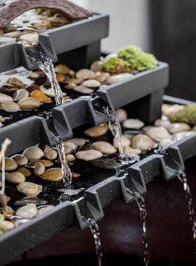 古都简约现代荷花缸石槽鱼缸循环瀑布流水器摆件水景装饰造景配件