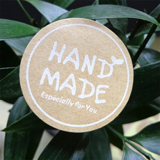 Упаковочная лента 120张/卷可爱字体handmade边框标签礼物封口贴烘焙手工制作密封贴