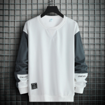 Romon white long sleeve T-shirt male spring autumn season 2023 new loose high-end casual mens round collar necropolis