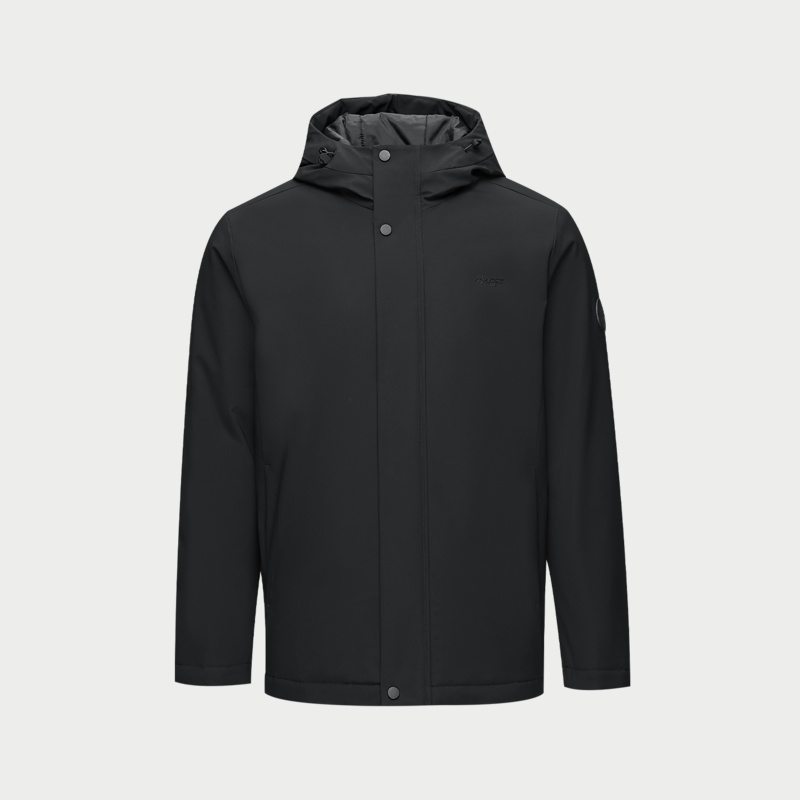 HLA/海澜之家商务时尚棉服25冬季棉衣纯色连帽保暖加厚外套棉袄男