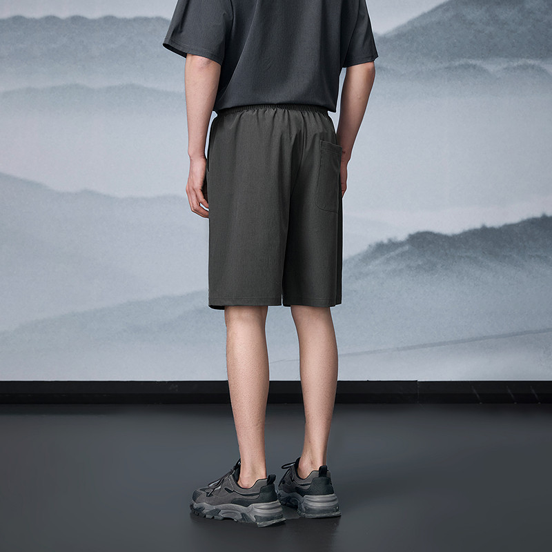 【奥莱】海澜之家2024夏季抽绳松紧腰休闲中裤微弹运动短裤男学生