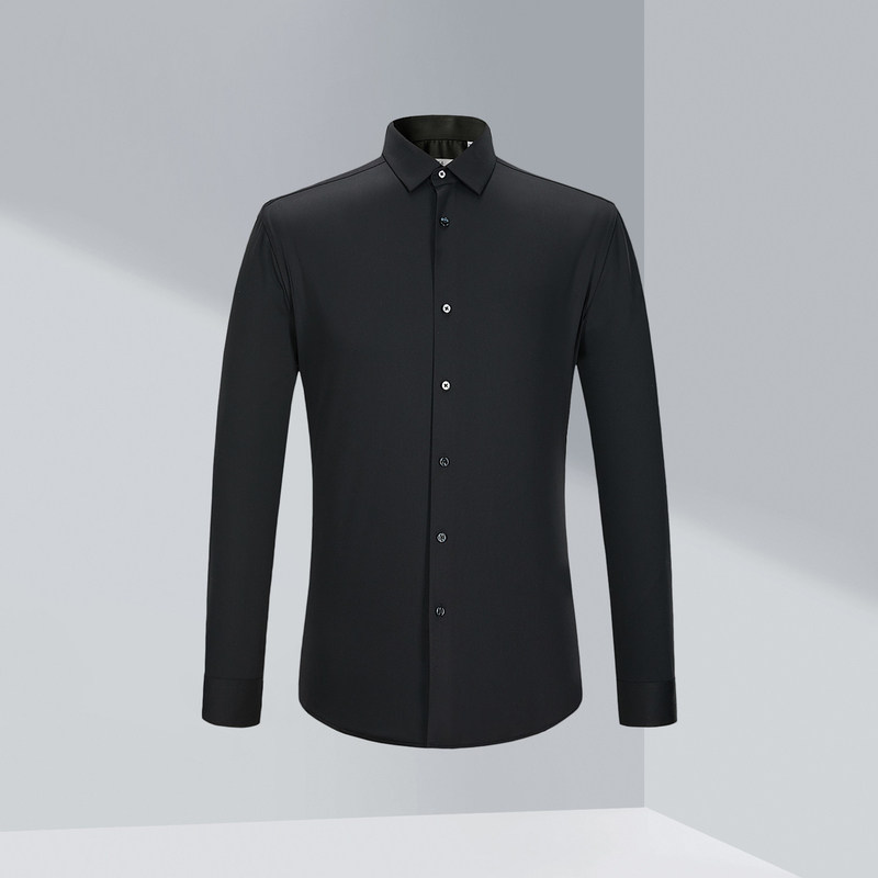 hla /海澜之家2022春沉稳黑色长袖 海澜之家outlets店衬衫