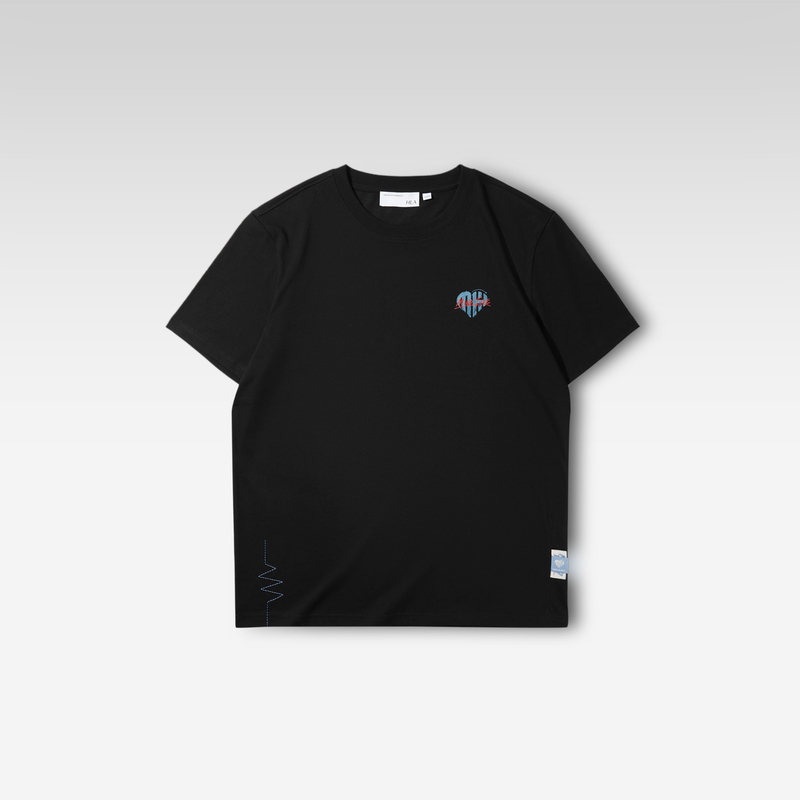 HLA/海澜之家中国心短袖T恤2024夏圆领刺绣亲肤透气上衣男