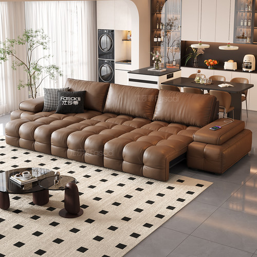 法莎蒂劳伦斯真皮沙发电动沙发床意式极简客厅多功能2025新款家具 - 图1