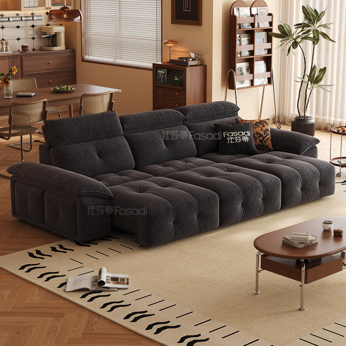 法莎蒂劳伦斯零靠墙电动功能沙发中古风客厅奶油抗菌婴儿绒沙发,淘宝优惠券,粉丝福利购,淘宝优惠卷