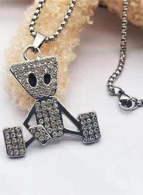 潮饰界项链满钻情侣钛钢吊坠