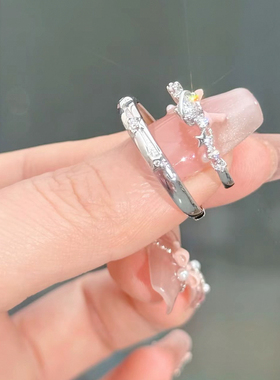 S999纯银恋爱频率对戒情侣款