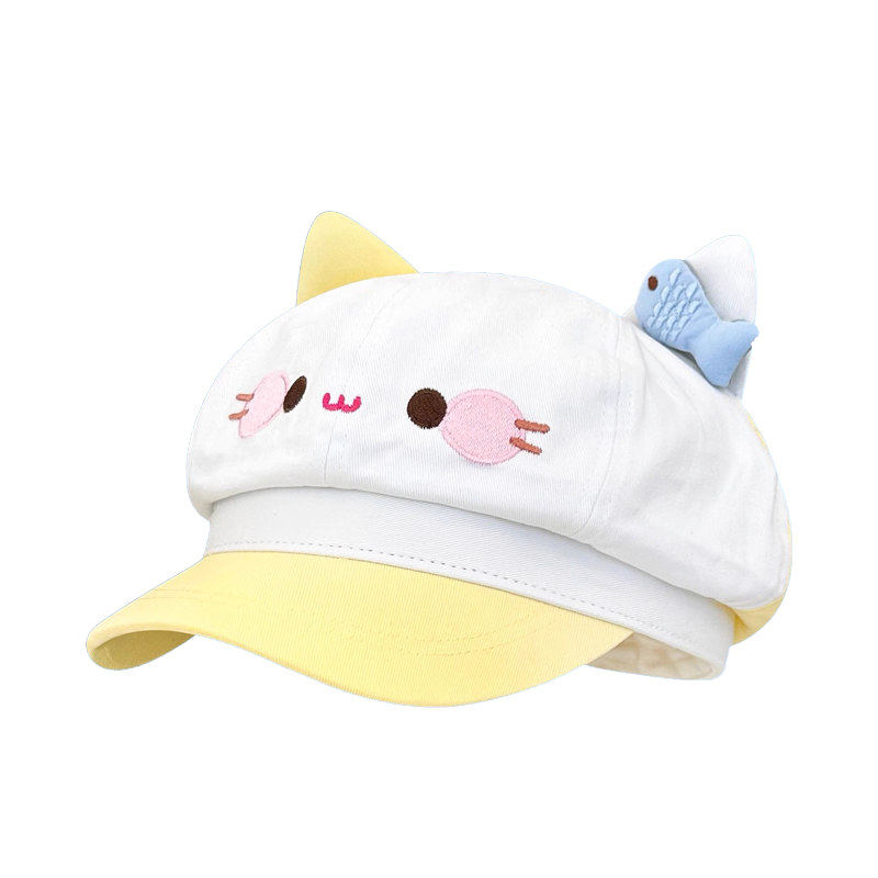 日系可爱卡通猫咪耳朵贝雷帽女少女八角帽百搭画家帽子送生日礼物,淘宝优惠券,粉丝福利购,淘宝优惠卷