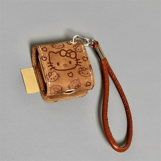 适用Airpods pro3耳机保护套秋冬棕色爱心KT猫苹果耳机套AirPods1/2代/4保护壳带挂绳airpods新3蓝牙耳机壳女