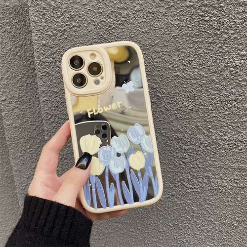 Apple, сиреневый совместимый чехол для телефона, силиконовый iPhone 11, iphone, 14promax, в цветочек, зеркальный эффект, 8plus, защита при падении, популярно в интернете