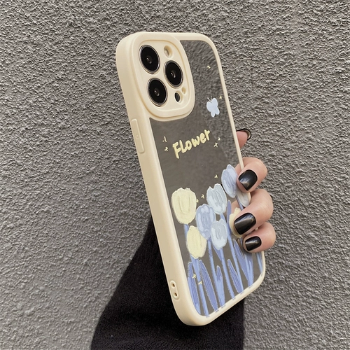 Apple, сиреневый совместимый чехол для телефона, силиконовый iPhone 11, iphone, 14promax, в цветочек, зеркальный эффект, 8plus, защита при падении, популярно в интернете