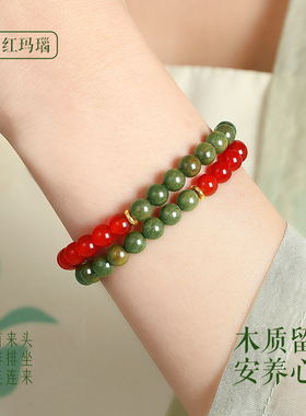 普陀山静心情绪稳定天然绿檀手串