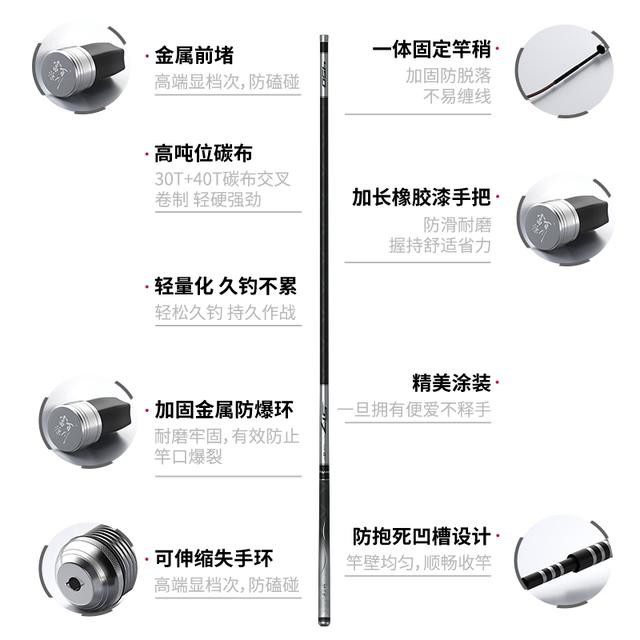 富源百川517轻硬28调5H大综合鱼竿高碳鲤鱼竿超轻超硬手竿台钓竿,淘宝优惠券,粉丝福利购,淘宝优惠卷