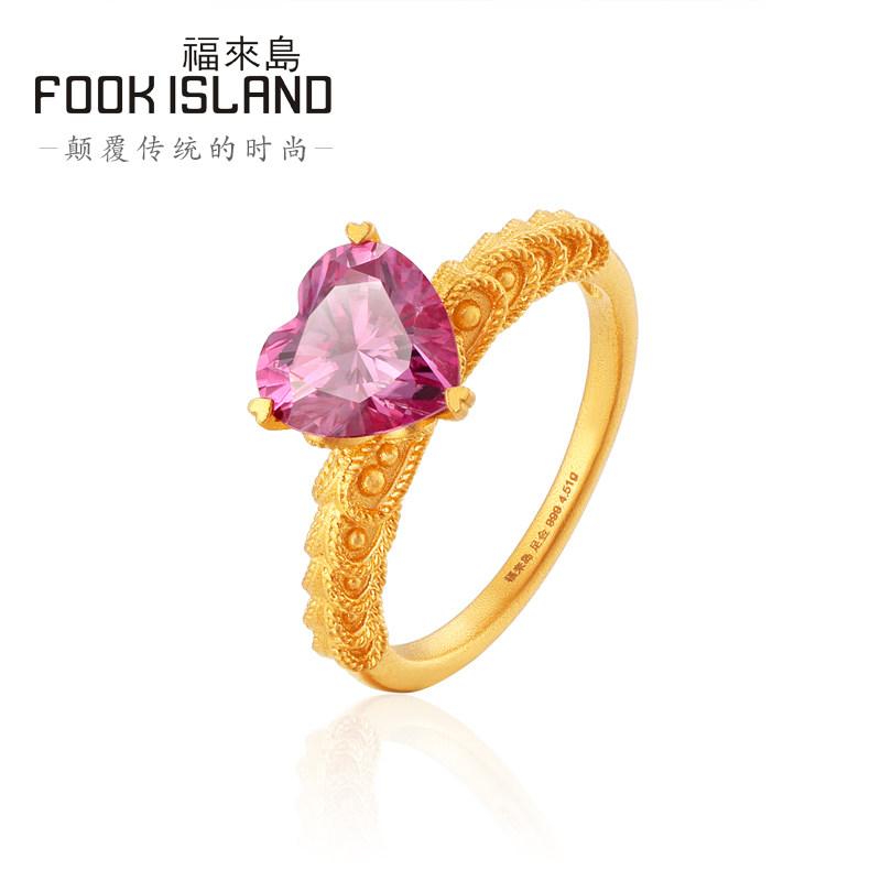 福来岛足金999古法金时尚款女戒指 福来岛手饰