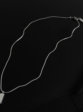 银色小砖块吊坠项链嘻哈设计原创