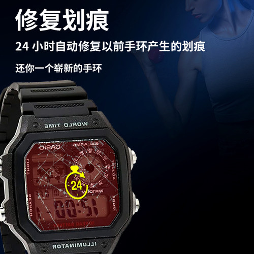 适用卡西欧A158WA手表膜A159WA/168WA/168WG智能手表1300高清防摔水凝膜抗指纹保护表盘钢化软贴膜 - 图1