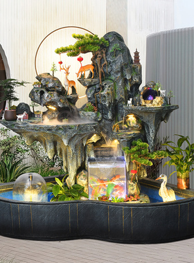 招财摆件办公室内循环流水景观