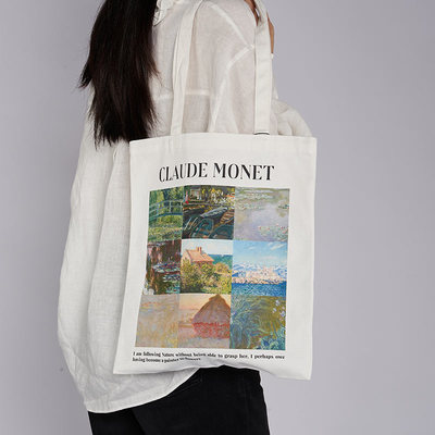 莫奈睡莲文创帆布单肩包
