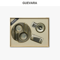 GUEVARA Cigar Scissors Three Sets Tool Suit Windproof Lighter Ashtrays Cigar Clamp
