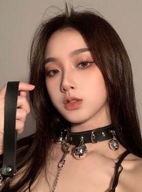 铃铛项圈女颈带链子颈圈男锁骨链颈环项链脖颈链脖圈choker皮质