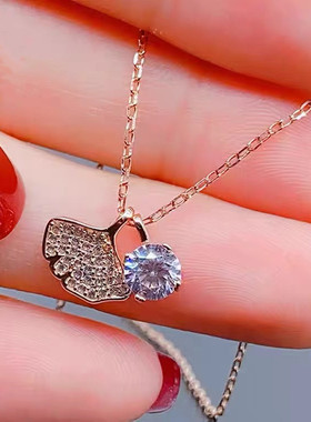 满钻扇形项链时尚银杏叶