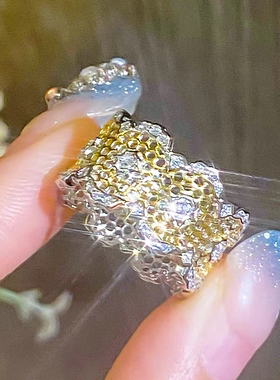 进口D色莫桑石蕾丝戒指